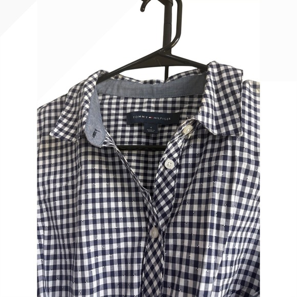 Tommy Hilfiger Gingham Shirt Dress Belted Casual‎ Career Size 4 - Picture 4 of 7